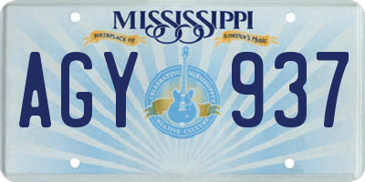 MS license plate AGY937