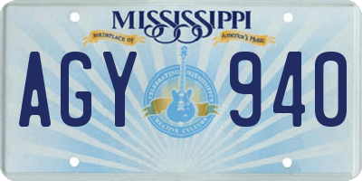 MS license plate AGY940
