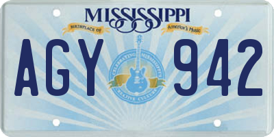 MS license plate AGY942