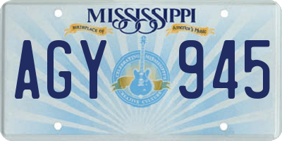 MS license plate AGY945