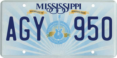 MS license plate AGY950