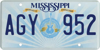 MS license plate AGY952