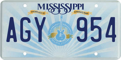 MS license plate AGY954