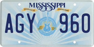 MS license plate AGY960