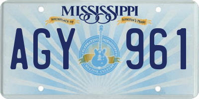 MS license plate AGY961