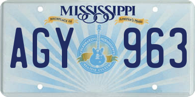 MS license plate AGY963