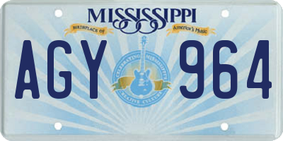 MS license plate AGY964