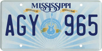 MS license plate AGY965