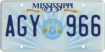 MS license plate AGY966