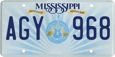 MS license plate AGY968