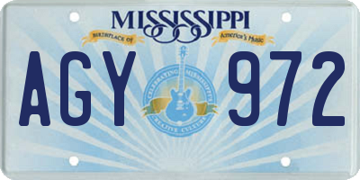 MS license plate AGY972