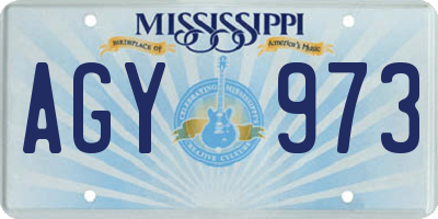MS license plate AGY973