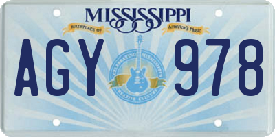 MS license plate AGY978