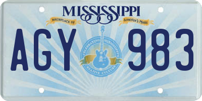 MS license plate AGY983