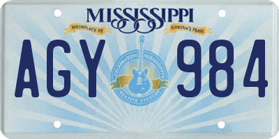 MS license plate AGY984