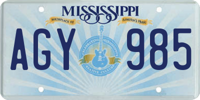 MS license plate AGY985