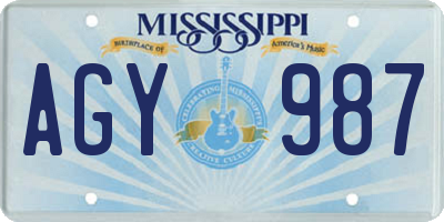 MS license plate AGY987