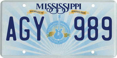 MS license plate AGY989