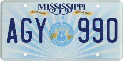 MS license plate AGY990