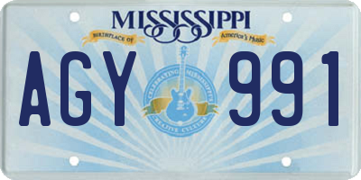 MS license plate AGY991