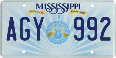 MS license plate AGY992
