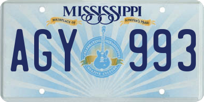 MS license plate AGY993