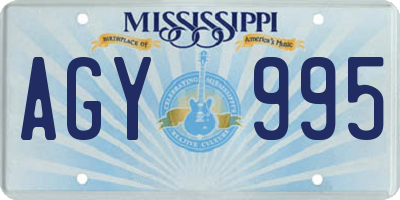 MS license plate AGY995
