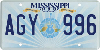 MS license plate AGY996
