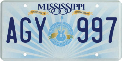 MS license plate AGY997