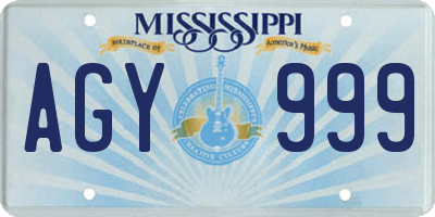 MS license plate AGY999