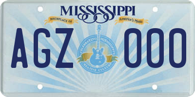 MS license plate AGZ000