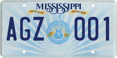 MS license plate AGZ001