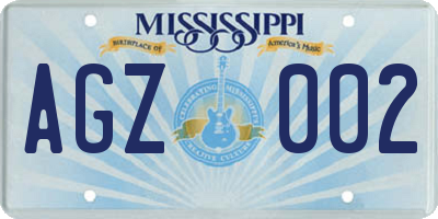 MS license plate AGZ002