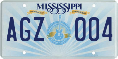 MS license plate AGZ004