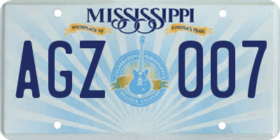MS license plate AGZ007