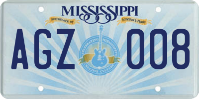 MS license plate AGZ008