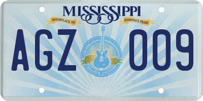 MS license plate AGZ009