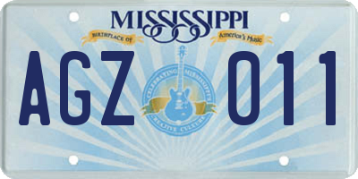 MS license plate AGZ011