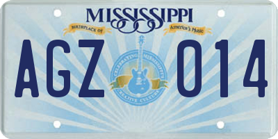 MS license plate AGZ014
