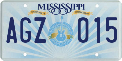 MS license plate AGZ015