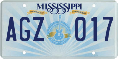 MS license plate AGZ017