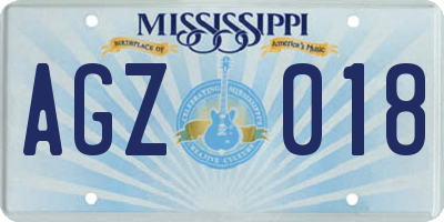 MS license plate AGZ018