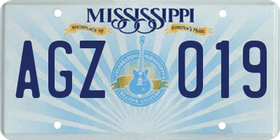 MS license plate AGZ019