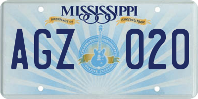 MS license plate AGZ020