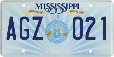 MS license plate AGZ021