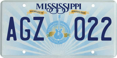 MS license plate AGZ022
