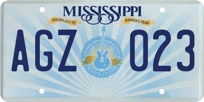 MS license plate AGZ023