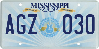 MS license plate AGZ030
