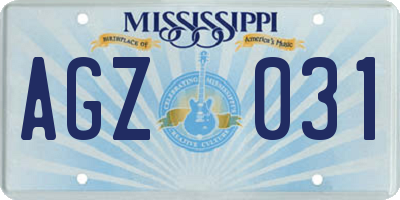 MS license plate AGZ031