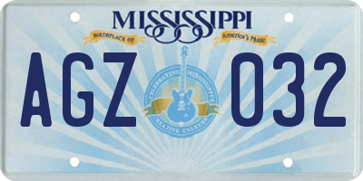 MS license plate AGZ032